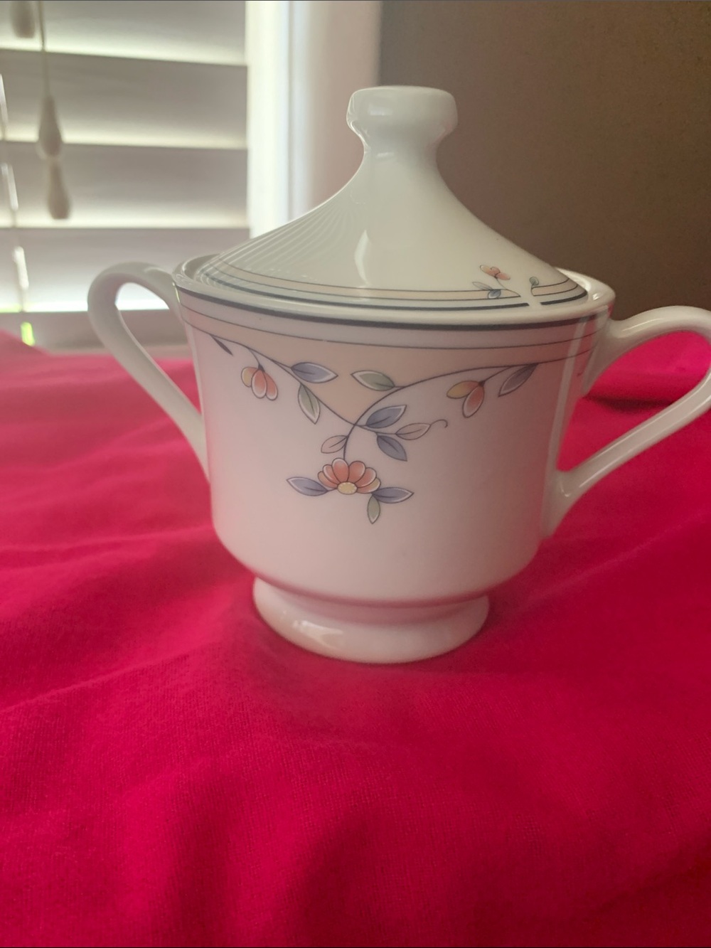 Princess House White Porcelain Sugar Bowl with Pastel Floral Accent